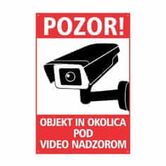 Tech Trade PVC tabla POZOR! OBJEKT, OKOLICA POD VIDEO NADZOROM 200x300mm