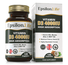 Epsilon Life Vitamin D3 K2 Cink, 4000IU, 120 kapsul