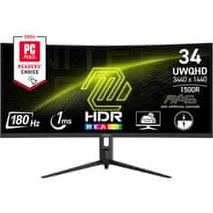 MSI MAG 342CQR E2 gaming monitor, 86,3 cm, UWQHD, VA, ukrivljen, črn