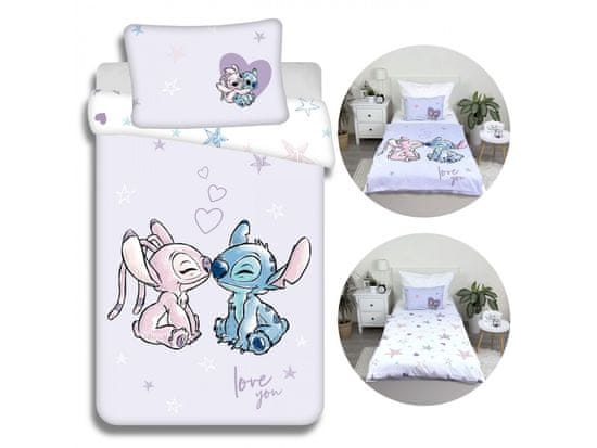 Disney Disney Angel in Stitch Posteljni set z zadrgo, otroški, bombažna posteljnina 100x135 cm, Oeko-Tex