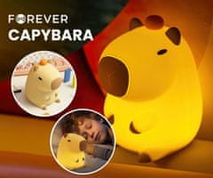 Forever FOREVER CAPYBARA nočna LED svetilka, ambientalna, brezžična, 2 načina svetenja, časovnik, polnilna baterija, silikon, USB Type-C, + kabel