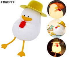 Forever DUCK nočna LED svetilka, ambientalna, brezžična, 2 načina svetenja, časovnik, polnilna baterija, silikon, USB Type-C, + kabel