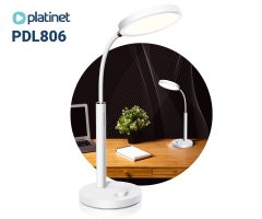 Platinet PDL806 namizna LED svetilka, upogljiva, 450 lumnov, nastavljiva barvna temperatura, 10W, USB Type-C, 100cm kabel, IP20, bela