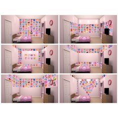 Walltastic WALLTASTIC Dekorativne nalepke DISNEY Collage Pink 64pcs, 43176