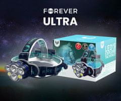 Forever FOREVER ULTRA naglavna LED svetilka, 6W, 500 lumnov, več načinov svetenja, polnilna baterija, upravljanje z gumbi, IP64 vodoodpornost, črna