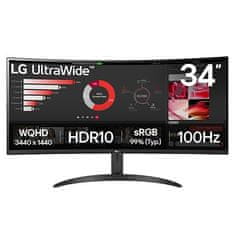 LG 34WR50QK-B UltraWide™ monitor, 86,36 cm, UWQHD, VA, ukrivljen, črn