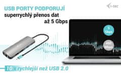 I-TEC priklopna postaja USB-C Metal Nano/ 2x USB 3.2/ 2x USB 2.0/ 2x HDMI/ LAN/ Power Delivery 100W