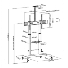 Gembird Stojalo za TV TVS-100T-02 60''-100''