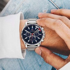 Tommy Hilfiger Moške analogne ure Beleldis srebrna Universal