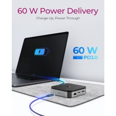 IcyBox IB-DK408-C41 priključna postaja USB4 z dvojnim video izhodom 7v1, 60W PowerDelivery napajanje