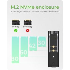 IcyBox IB-1807MT-C31 ohišje za 1x M.2 NVMe SSD z vmesnikom USB 3.2 Gen 2 Type-C in zaščito pred pisanjem