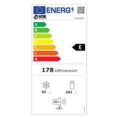 VOX electronics KG 2800 SE kombinirani hladilnik