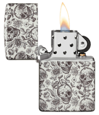 Zippo vžigalnik 49458 Skulls & Flowers, Glow in the Dark