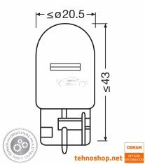 Osram ŽARNICA W21W 7505-2BL ORIGINAL 21W 12V W3X16d 2BL