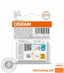 Osram ŽARNICA 10W 6438-2BL ORIGINAL 12V SV8.5-8 31mm 2BL