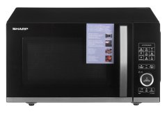 Sharp Mikrovalovna pečica Sharp YC-QG204AEB, 800 W, 20 L, 10 stopenj moči, 12 avtomatskih programov, črna, z žarom in roštiljem.
