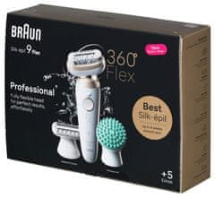 Braun Braun Silk-Epil epilator SES9-071, zlati/beli, Wet & Dry, 40 pincet, vključuje brivnik in dodatke, vodoodporen