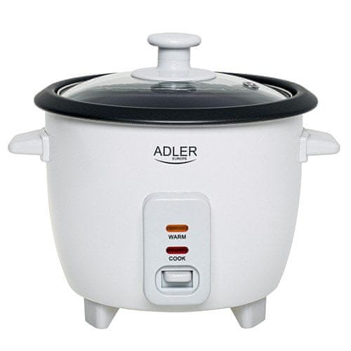 Adler Aparat za kuhanje riža Adler AD 6418, črn/inoks, 1000 W, 0.6 L, funkcija ohranjanja toplote, zaščita pred pregretjem