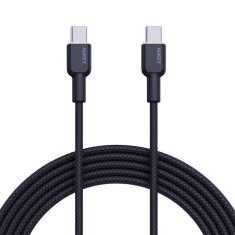 Aukey AUKEY USB-C PD 60W Kabel, 1.8m, 3A, Črn, Nylon, USB 3.2, Moška priključka, Visoka hitrost prenosa podatkov