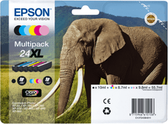 Epson kartuša T2438 (magenta/cyan/rumena/svetla magenta/črna/svetla cyan), večnamenski paket XL (slon)