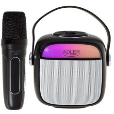 Adler Karaoke zvočnik Adler AD 1199 črn z mikrofonom - brezžično, BT 5.1, USB, AUX, MicroSD, LED osvetlitev, 8 h delovanja