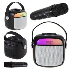 Adler Karaoke zvočnik Adler AD 1199 črn z mikrofonom - brezžično, BT 5.1, USB, AUX, MicroSD, LED osvetlitev, 8 h delovanja