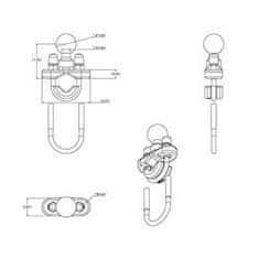 RAM MOUNTS U-Bolt nosilec za krmila RAM Mounts za cevi premera 0,5" - 1,25", črn, aluminijast, 2,54 cm kroglica