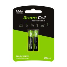 Green Cell Baterije Green Cell GR08 AAA NiMH, 800 mAh, ponovno polnljiva, 2 kosa, okolju prijazne, delovna temperatura -20 do 60 °C