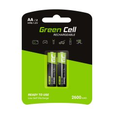 Green Cell Zelena celica GR05, polnilna AA baterija NiMH, 2600 mAh, 2 kosa, ekološka izbira za vašo gospodinjstvo