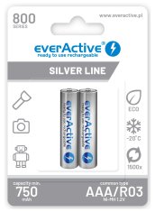 everActive Rechargeable Ni-MH AAA 800 mAh baterije everActive Silver Line - 2 kosi, ekološka in zmogljiva rešitev za napajanje