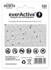 everActive Rechargeable baterije everActive Ni-MH 6F22 320 mAh Prprofessionalna linija - 9V, 1 kom, okolju prijazne tehnologije