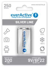 everActive Polnilne baterije everActive Ni-MH 6F22 9V 250 mAh Silver Line - dolga življenjska doba in ekološko prijazne