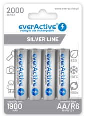 everActive Polnilne baterije everActive Ni-MH R6 AA 2000 mAh Silver Line, 4 kosi, okolju prijazne, dolga življenjska doba