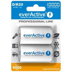 everActive Napolnilne baterije everActive R20/D Ni-MH 10000 mAh - 2 kosi, pripravljene za uporabo