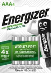 Energizer Energizer Accu Recharge Power Plus 700 mAh AAA HR3/4 ponovno polnilne baterije, 4 kosi v blister pakiranju