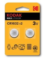 Kodak Enkratna litij baterija Kodak CR1632, 2 kosa, 3 V, 120 mAh, blister pakiranje, primerna za širšo uporabo