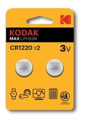 Kodak Akumulatorska litij baterija Kodak CR1220, enkratna uporaba, 2 kosi, 3V, 40mAh, paket v blisterju