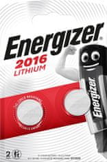 Energizer Energizer Litij Baterije CR2016, 2 kosi, 3V, 100 mAh, Visoka Zmogljivost, Blister Pakiranje, Enkratna Uporaba