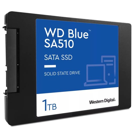 WD Western Digital Blue SA510 1 TB SSD 2.5", Serial ATA III, visokozmogljiv, hitrost branja do 560 MB/s, zanesljivost 17.5 milijonov ur