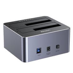 Unitek UNITEK postaja za kloniranje 2x SATA 2,5"/3,5" USB 5GB, hitro prenos podatkov, Plug and Play, aluminijasta, z LED indikatorji