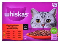 Whiskas WHISKAS Klasični obroki v omaki - mokra hrana za mačke - 12 x 85 g za zdravo in zadovoljno odraslo mačko