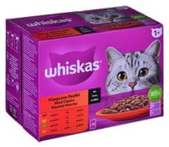 Whiskas WHISKAS Klasični obroki v omaki - mokra hrana za mačke - 12 x 85 g za zdravo in zadovoljno odraslo mačko