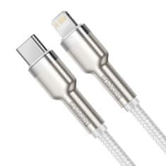 BASEUS USB-C Kabel za Lightning Baseus Cafule, 1m, 20W, Bele, Hitrost prenosa 480 Mb/s, Možnost hitro praznjenje