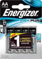 Energizer Energizer Max Plus AA LR6 baterije, 4 kos, visoka kapaciteta, dolga življenjska doba, brez težkih kovin, blister pakiranje