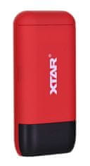 XTAR Polnilnik / power bank XTAR PB2S rdeč za 2 Li-ion bateriji 18650 / 20700 / 21700, 24h dostava, primeren za domačo uporabo