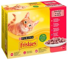 slomart Friskies mešanica mesa - mokra hrana za mačke - paket 12 x 85 g za zdravo in okusno prehrano odraslih mačk