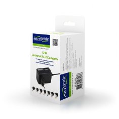 Energenie Univerzalni AC-DC adapter EnerGenie EG-MC-008, 12 W, 7 priključkov, črn, z zaščito pred prenapolnjenjem in kratkim stikom