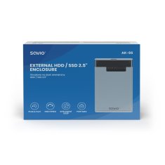 SAVIO Savio 2.5" zunanja ohišje za HDD/SSD, USB 3.0, prozorno, AK-66, 5 Gbit/s, podpora za 2 diska, plastika