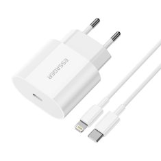 Essager Essager 20W polnilec USB-C s kablom USB-C in Lightning (bel)