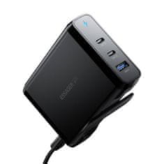 Essager Polnilec 2xUSB-C 1xUSB-A 140W Essager GaN (črn)